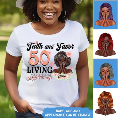 Customized Birthday Queen Faith and Favor Living My Blessed Life, Birthday Shirt Women, Custom Shirt