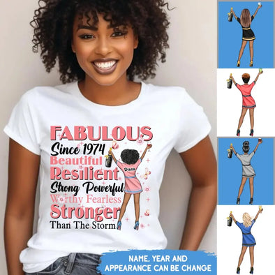 Custom Birthday Shirt, Beautiful Resilient Strong Powerful Worthy Fearless Stronger Than The Storm