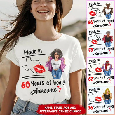 Made in [State] 19XX – [Age] Years of Awesomeness Tee
