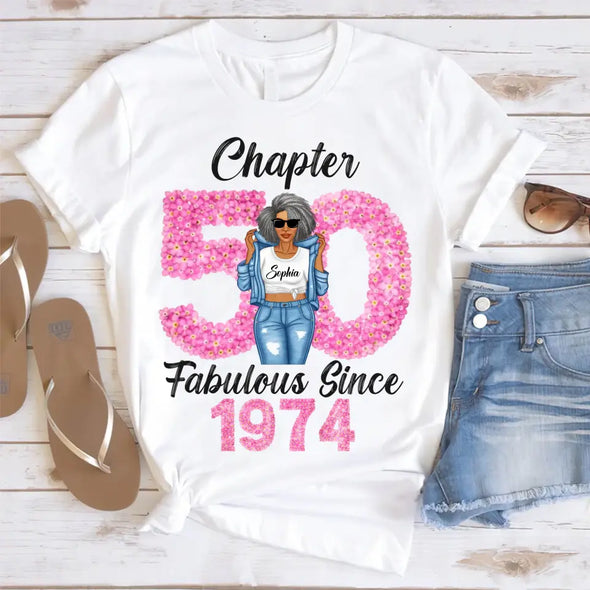 Custom Chapter Shirt, Fabulous Since 19xx Flower