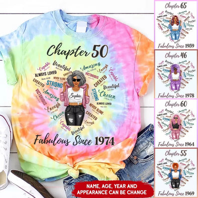 Custom Chapter Shirt, Fabulous Since 19xx Birthday AOP Tie Dye Shirt