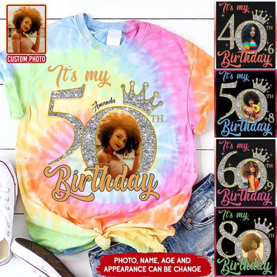 Custom Photo Shirt, Fabulous Since 19xx Birthday AOP Tie Dye Shirt