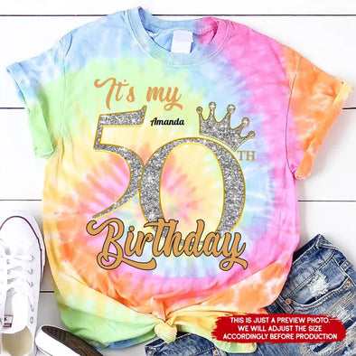 Custom Photo Shirt, Fabulous Since 19xx Birthday AOP Tie Dye Shirt
