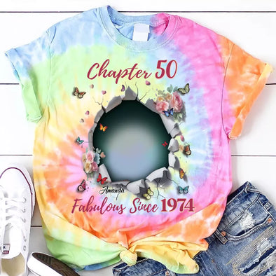 Custom Photo Shirt, Fabulous Since 19xx Birthday AOP Tie Dye Shirt