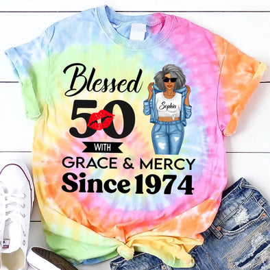 Custom Blessed Shirt, Fabulous Since 19xx Birthday AOP Full Color Shirt