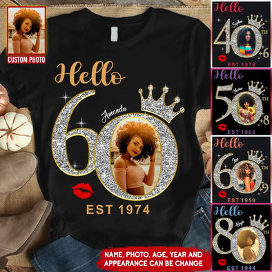 Custom Photo Shirt, Hello It's My Birthday 19xx Shirt