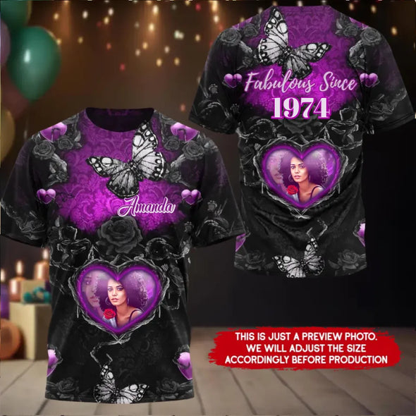 Custom Photo Ideas, Fabulous Since 19xx Birthday AOP Shirt