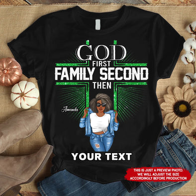 Custom Logo Shirt, God first Family second quotes, Women of Strength and Style Shirt
