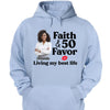 Personalized Photo Faith and 50th Farvor Living My Best Life Shirt, Birthday Women Shirt, Since 1974 Shirt, Birthday Shirt