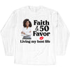 Personalized Photo Faith and 50th Farvor Living My Best Life Shirt, Birthday Women Shirt, Since 1974 Shirt, Birthday Shirt