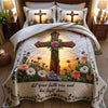 Christian Cross Floral Quilt Set