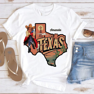 Custom Texas Girl T-Shirt – Personalized Name & Cowgirl Style
